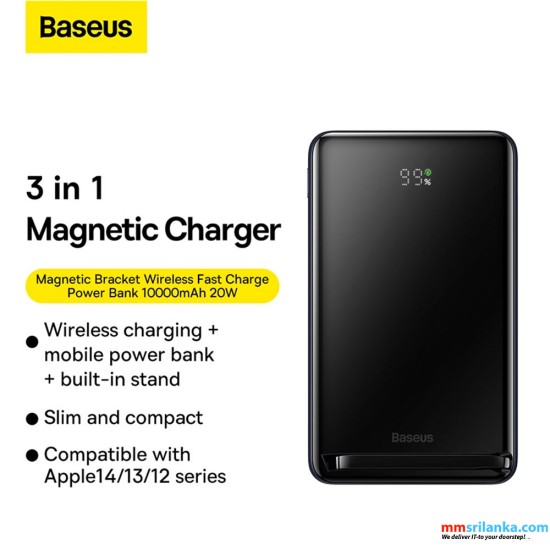 Baseus Magnetic Bracket 10000mAh 20W Wireless Fast Charge Power Bank Dark Blue